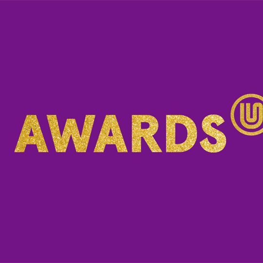 awards logo on a purple background.