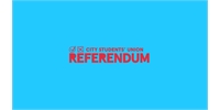 blue background with a red referendum logo.